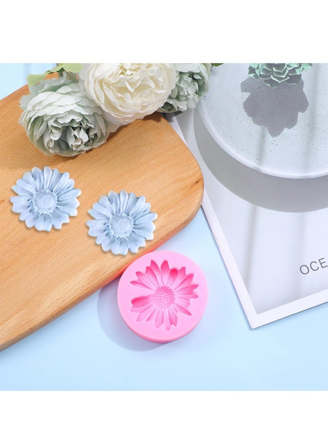 2Pcs Daisy Flower Candle Moulds, Silicone Pink Moldes Para Velas for Candle Making Butter Cake Soft Unique Molds 3D DIY Clay Soap Making - Image 4